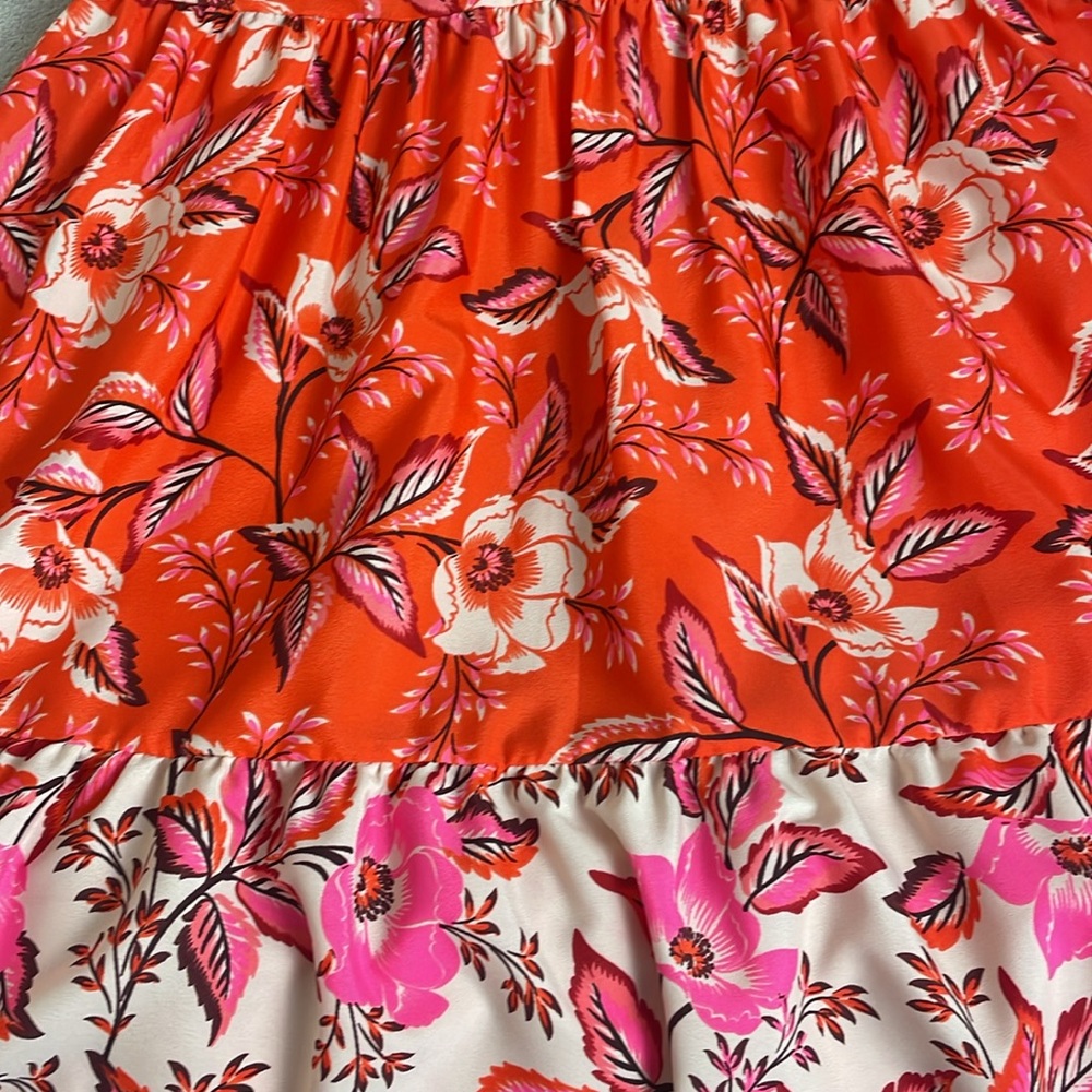 Eliza J Dress Orange & Pink Halter Size 6 Floral Flirty Garden Party Lined - Picture 9 of 11